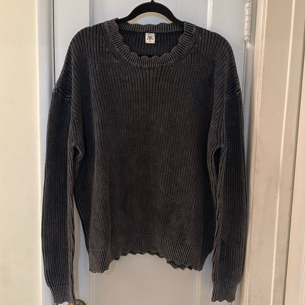 Sew in Love mineral wash distressed sweater 2XL